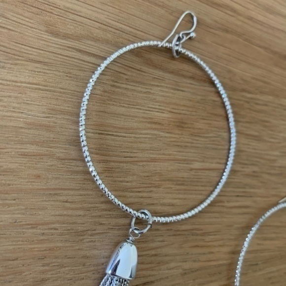 Silver Hoop Earrings with dangling design - Picture 7 of 7